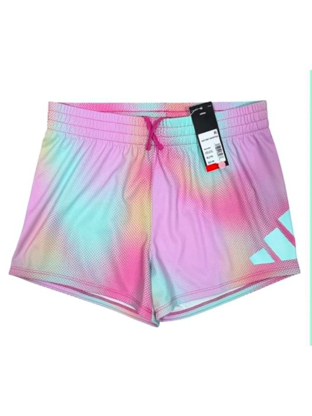 Adidas AOP Knit Shorts Pink Pastel Tie Dye Active Performance Girls Size XL NWT